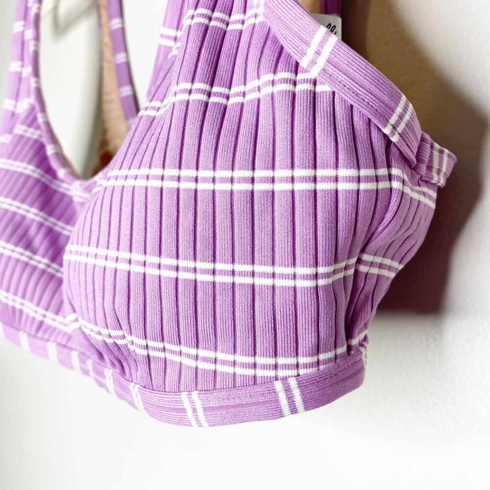 Madewell Playa Nantucket Purple Striped Bathing Suit Top Large - Picture 4 of 9